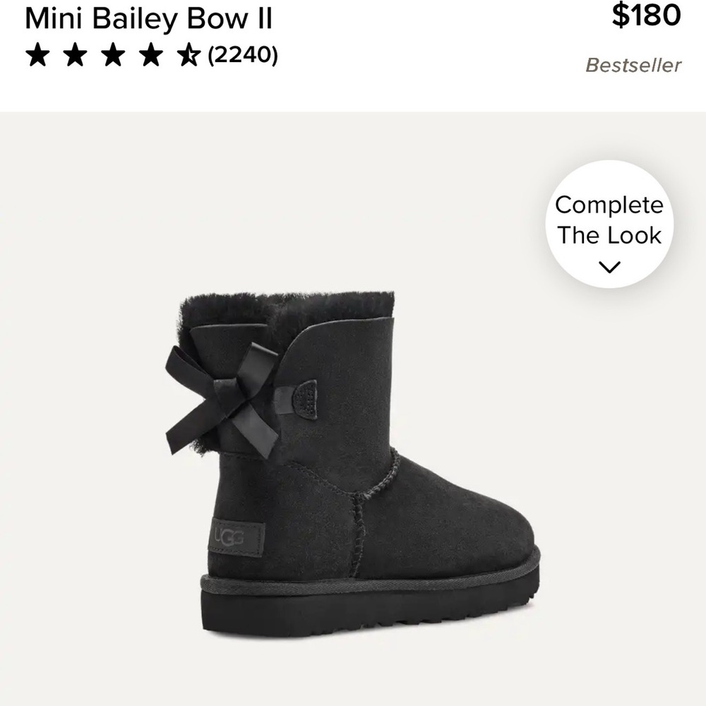 NEW UGG Womens Mini Bailey Bow Black Size 7 Brand New NEVER WORN IN ORIGINAL BOX - Picture 8 of 9